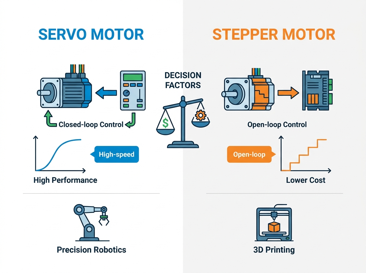 Compara&ccedil;&atilde;o entre servo motor e motor de passo